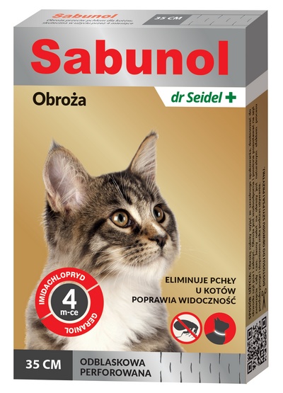 Sabunol Obroża przeciw pchłom dla kota odblaskowa 35cm